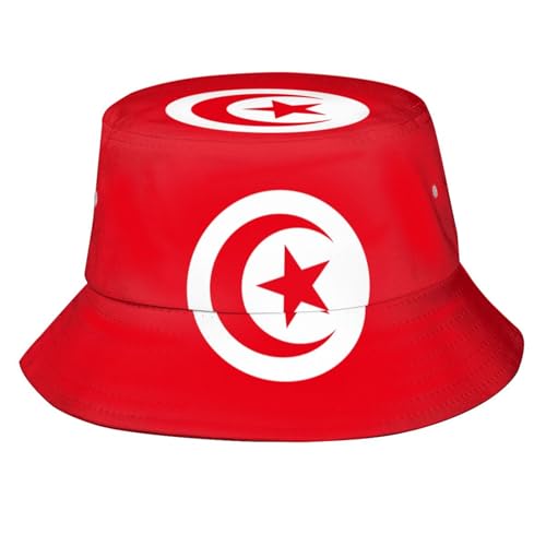 FEQRAV Tunisia Flag Bucket Hat for Men Women Flag of Tunisia Fisherman Hat Outdoor Summer Travel Hiking Patriotic Caps