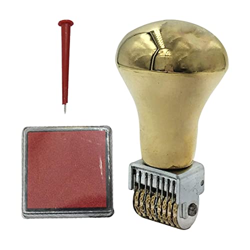 Vintage Date Stamper Digital with Ink Pad Adjustable Business Stamps Calendar Time Wheels Rollers Creative Retro Copper for Office Planner