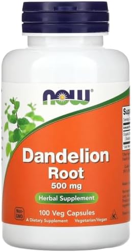 Now Foods - DANDELION ROOT 500 MG | Raíz de Diente de León | Apoyo Natural para la Función Hepática y Digestión - 100 Cápsulas
