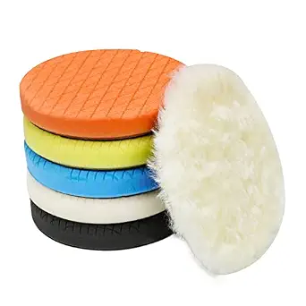  7" Buffing Polishing Pads, 6 Pcs 7 Inch 180mm Face for 6.7 Inch Backing Plate, Compound Buffing Sponge and Woolen Pads, Cutting Polishing Pad Kit for Car Buffer Compounding, Polish and Wax