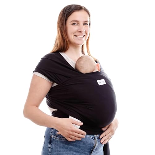 Image of Sleepy Wrap Stretchy Ergonomic Baby Carrier Sling for Newborns to Toddlers - Hands-Free Lightweight Baby Wrap 7-35 lbs (Sable Black)
