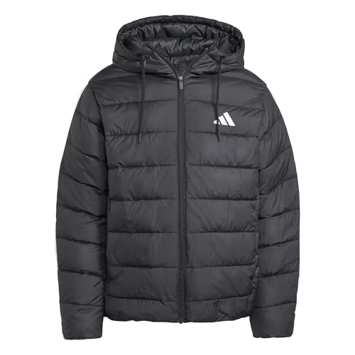 adidas Men's Essentials CLIMAWARM 3 Stripes Synthetic Down Hooded Jackets, black, 4XL