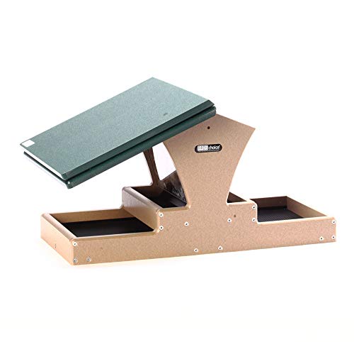 Birds Choice Snddg Hopper Feeder, Recycled Double Decker Hopper Platform W/ Two Removable Screen Trays, 4 Quarts Taupe/Green #TOP18