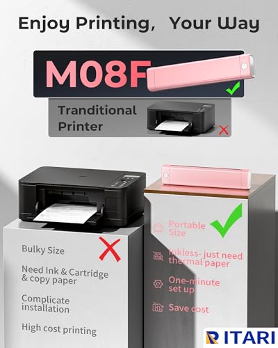 Miniatura 4 de M08f Impresora Termica Portatil, Impresora Térmica A4, Impresoras Portatiles Bluetooth Para Viajes Y Tatuajes, Compatible Con Teléfono Móvil Y Pc, Admite Papel Térmico A4 Y Papel Transfer Tattoo