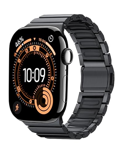Bracelet en titane noir pour Apple Watch avec revêtement anti-rayures DLC premium KU XIU