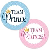 Prince or Princess Gender Reveal Decorations - Team He or Team She Stickers - 40 Labels – Royal Gender Reveal Decorations and Supplies