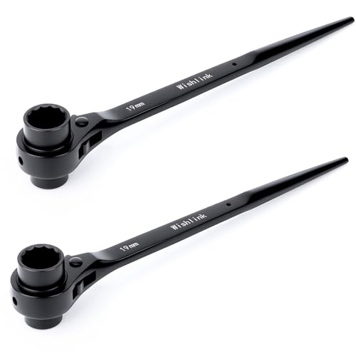 Wishlink 2 Stück Gerüstbauratsche 17/19 mm Zwölfkant Ratschenschlüssel Gerüstbauknarre Gerüstratsche Gerüstbauer Ratsche Rechts Links Umschaltbar Zwölfkant