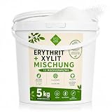 Miscela Eritritolo e Xilitolo 5 kg – Sostituto dello zucchero 1:1, alternativa ipocalorica senza zucchero – Ideale per dolci, cucina, caffè, tè e dessert – Secchio richiudibile