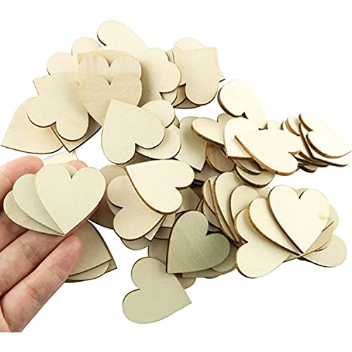 100Pcs Unfinished Wooden Hearts For Crafts, 2-Inch Wooden Heart Blank Unfinished Wood Slices Discs Cutout Pieces Diy Craft Pieces For Wedding Ornaments Christmas Party Embellishment #TOP5