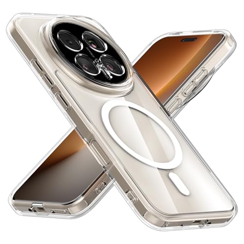 Cresee Case for Honor Magic 8 Pro 5G Magnetic Compatible with Magsafe Crystal Clear Hard Back + TPU Bumper Shockproof Phone Cover with Magnet for Magic8 Pro Transparent