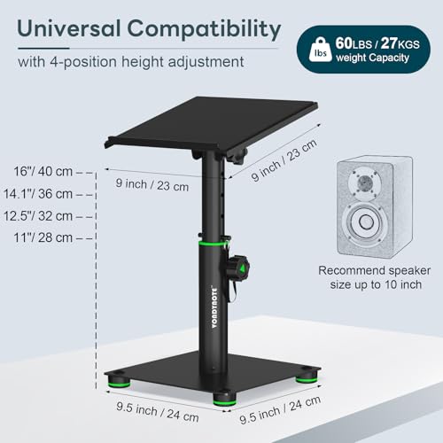 Vondynote Desktop Speaker Stands Pair Studio Monitor Stands 12° Tilt Height Adjustable 11\" to 16\", Metal Stands for Studio Monitors, laptops, or projectors