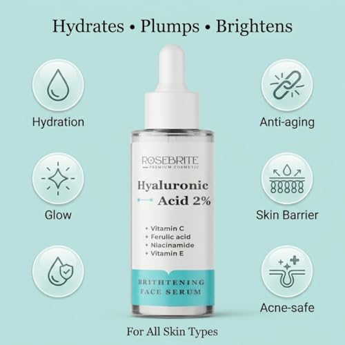 Image of Hyaluronic Acid 2% Face Serum with Vitamin C, Niacinamide, Ferulic Acid & Vitamin E | Deep Hydration, Brightening & Skin Repair | For Glowing, Smooth & Radiant Skin | 30ml
