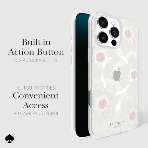 Kate Spade New York Custodia Per Iphone 16 Pro Max - Compatibile Con Magsafe - Custodia Per Telefono Di Design - Malvarosa Crema Floreale - 4