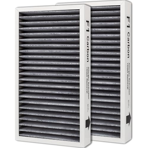 F1 Carbon Allergen Reduction+Odor Removal, HEPA Replacement Filter Compatible with 3M Filtrete C01 T02 Room Air Purifier, 2 Pack