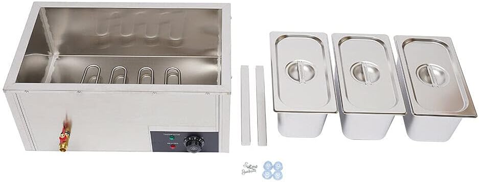 3-Pan 7L Commercial Electric Buffet Food Warmer Commercial Countertop Steamer Stainless Steel Bain Marie Buffet Equipment for Buffet 37L 110v 850w New Us: Industrial & Scientific