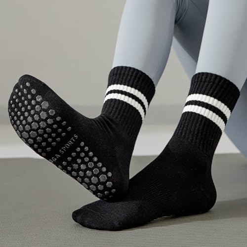 Image of Womens 4Pcs Pilates Grip Socks Non Slip Yoga Socks with Grips Barre Hospital Athletic Socks for Women