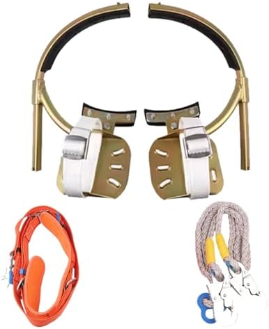 Adjustable Non-Slip Pole Climbing Spikes for Electricians - Foot Buckles with Straps for Wooden & Metal Rods - Essential Climb Gear for Power Systems Safety
