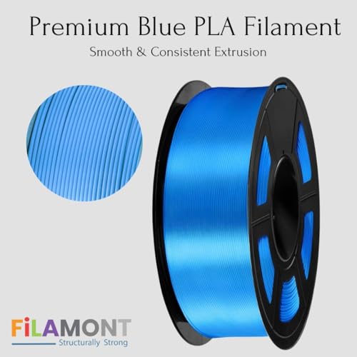 Image of FiLAMONT PLA Silk Filament 1.75mm, 3D Printer Filament, Shiny Silk 1.75 PLA Filament, 1kg(2.2Lbs) /Spool (Silk Blue)