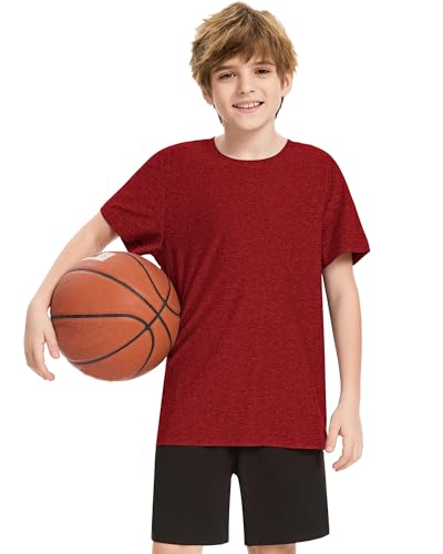 6 Pack Boys Athletic Shirts Youth Kids Quick Dry Moisture Wicking UPF 50+ Short Sleeve Active Performance T-Shirts4