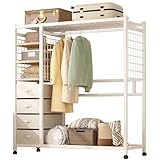 Facile à assembler : l'armoire portable a suffisamment d'espace pour stocker un grand nombre d'articles et est facile à assembler, démonter et remonter. Vous pouvez ranger un grand nombre de vêtements pliés ou accrocher des manteaux pour garder les vêtements bien rangés et faciles à entretenir