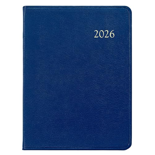 Graphic Image 2026 Goatskin Leather Desk Diary Royal Blue