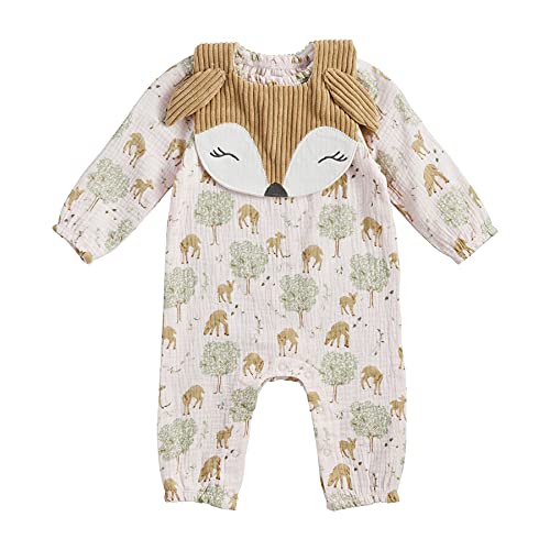 Mud Pie Baby Girls Girl Deer One Piece And Bib Set, Pink, 3-6 Months Us #TOP3