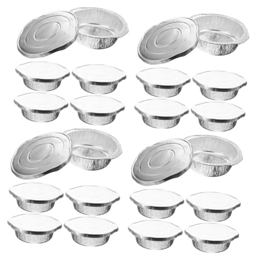 GALPADA 20 Sets Tin Foil Paper Cooking Pots Camping Tin Foil Paper Pot Lids Round