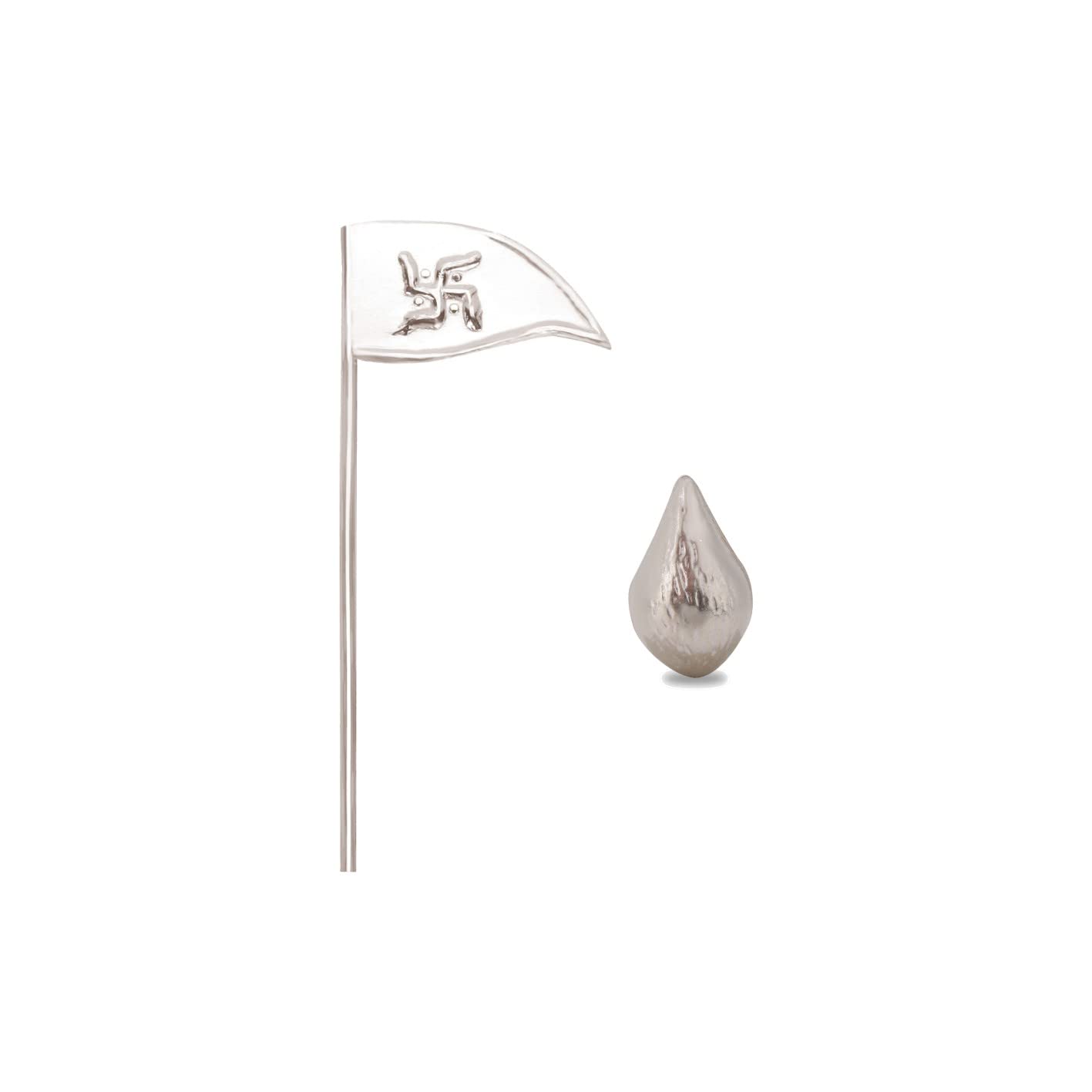 Osasbazaar Silver Dhwaj Flag Jhanda Nariyal Coconut for Puja Pooja and Temple - 97%-99% Pure BIS Hallmarked - Combo of 2-image-39