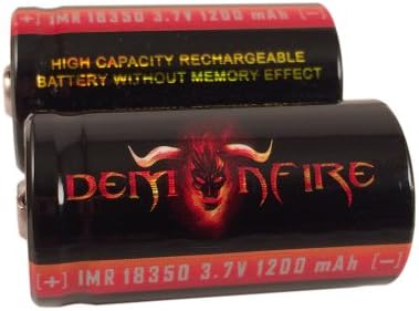 IMR 18350 1200mAh 3.7V High Drain LiMn Demonfire Rechargeable Battery with Button Top (2 Pieces)