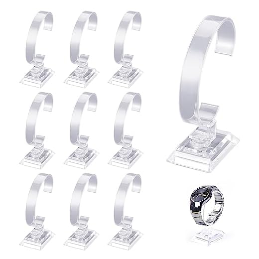 Amindz 10 Piezas Expositor Relojes,Transparentes Pulsera Reloj Soporte Exhibicion, Organizador de Relojes Plastico, Porta Relojes para Exhibicion Relojes Pulsera Joya Tiendas