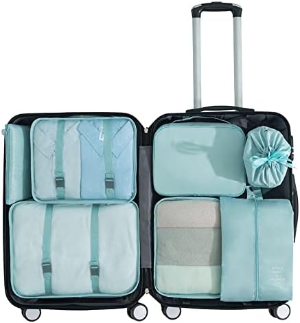 7 Set Packing Cubes for Suitcases, Expandable Luggage Packing Org...