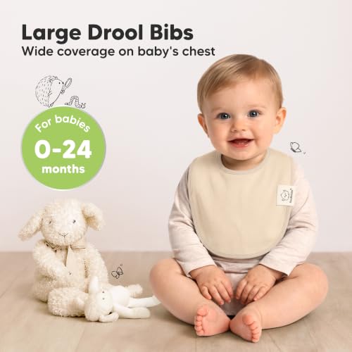 Image of KeaBabies 8-Pack Organic Baby Bibs for Drooling and Teething (Purest) | Soft Cotton Bibs for Baby Girl, Boy, Extra Absorbent, Easy to Clean & Put On, Toddler, Newborn, Infant 0-24 Months