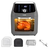 Innoteck 16L Digital Air Fryer Oven with Rotisserie, 10 Presets, Energy Saving Smart modes for Air Frying, Roasting, Baking, Dehydrating & Reheating, Compact Family Size, Touchscreen – Grey