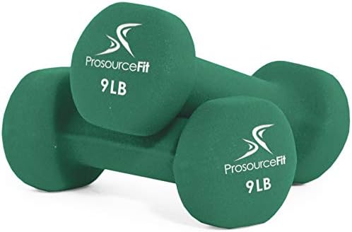 ProsourceFit Set of 2 Neoprene Dumbbell Coated for Non-Slip Grip, Green - 9LB