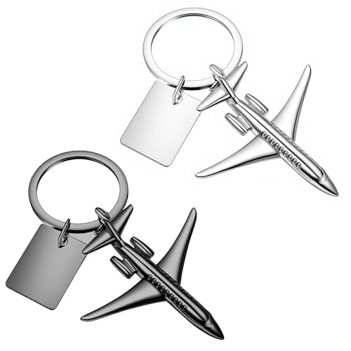 DOPENSPI Metal Airplane Keychain, Retro 3D Plane Keychain Special Keyring
