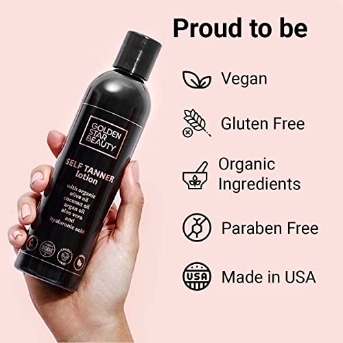 Organic Self Tanning Lotion For Natural Looking Tan-Fake Tan-Best Sunless Tanning Lotion For Bronze Skin-Best Self Tanners For Face And Body-With Tanning Mitt (Medium To Dark) #TOP5