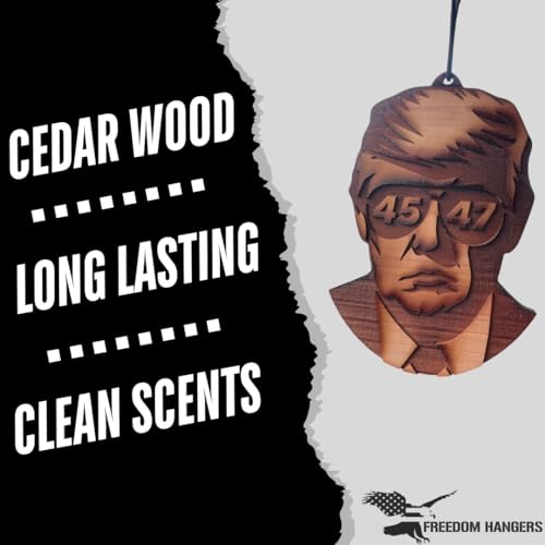 Image of Freedom Hanger - Trump Car Air Freshener - ALL Natural Wood Air Freshener - Car Odor Eliminator - Made in USA Chemical Free