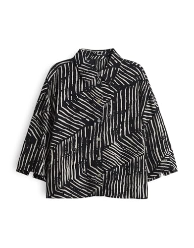 OPUS Damen Dreiviertelarmbluse | Printbluse FIANA Palm Leaves Regular im modernen Two Tone Design Black, 36