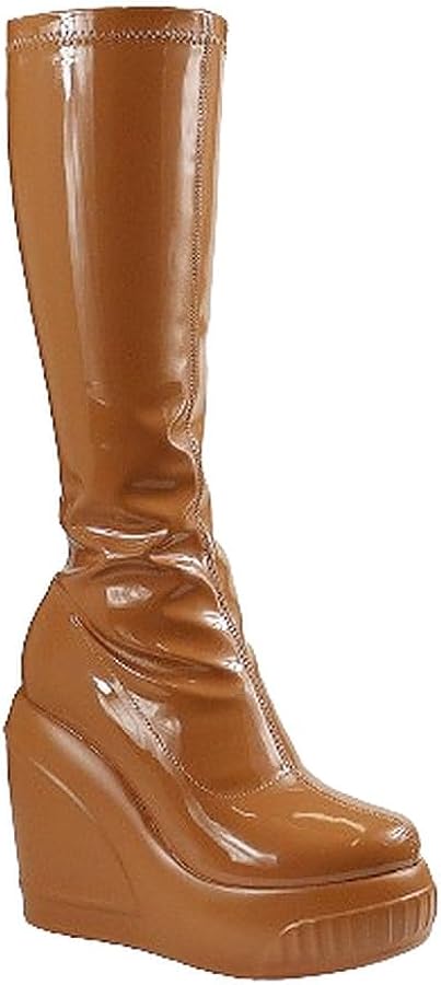 Amazon.com | Liliana Women's Wedge platform Mid Calf knee High