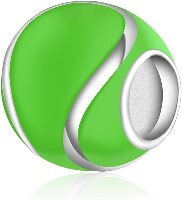 Ball Bead Charm for Jewelry Making - 925 Sterling Silver Sports Basketball/Tennis/Softball/Volleyball Round Charms for Bracelet Necklace Jewelry Gift