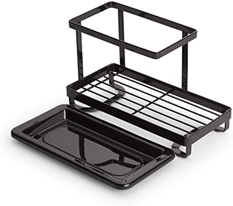 ECHTWERK Authentik Wysokiej jakości organizer do zlewozmywaka ze stali nierdzewnej z ociekaczem, Black Edition, 23 x 14 x 10 cm