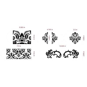 Designer Stencils Martha Stewarts Damask Cake 5 Tier Cake Stencil Set BeigeSemi Transparent