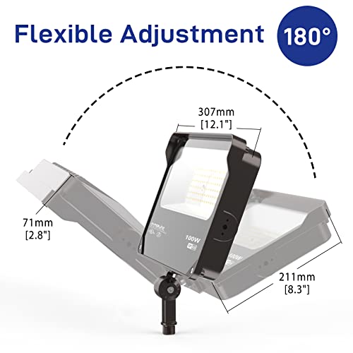 HYPERLITE LED Flood Light 100W 11000LM, 5000K Flood Lights Outdoor with Knuckle Mount, IP65 Waterproof Flood Lights for Yard,Garden,Playground UL Certified by HYPERLITE - Image 3