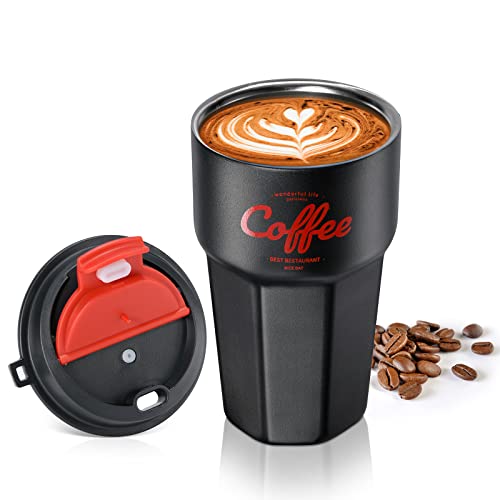 Stainless Steel Tumbler, Vacuum Insulated Tumbler,Coffee Travel Mug,Coffee Tumbler-Spill Proof With Lid - Thermos Cup For Keep Hot/Ice Coffee,Tea And Beer,16Oz,Black #TOP1