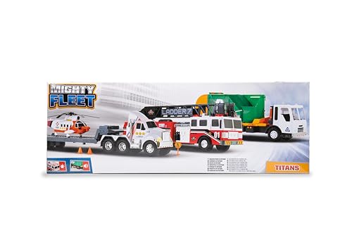 Mighty Fleet Titans 29" Jumbo Toy Fire Truck &ndash; Realistic Flashing Lights, Siren Sounds & Extendable Rotating Ladder &ndash; Durable, Interactive Vehicle Toy for Kids Ages 3+