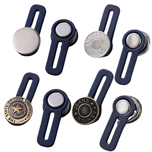 SOKLIT 8 unidades de extensión de cintura de pantalones con botones elásticos de metal para extensión de cintura, pantalones de mezclilla Cover