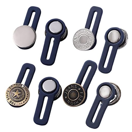 SOKLIT 8 stycken byxförlängningsknappar elastisk metall knapp förlängning midja midja midja expander jeans infällbar knapp för skjorta byxor klänning byxor