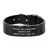 Son-in-Law Black Shark Mesh Bracelet, You're an Awesome Son-in-Law Keep That Shit Up, Best Funny Gif
