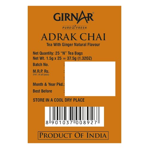 Girnar Adrak (Ginger) Tea Bags, (25 Tea Bags) #TOP1
