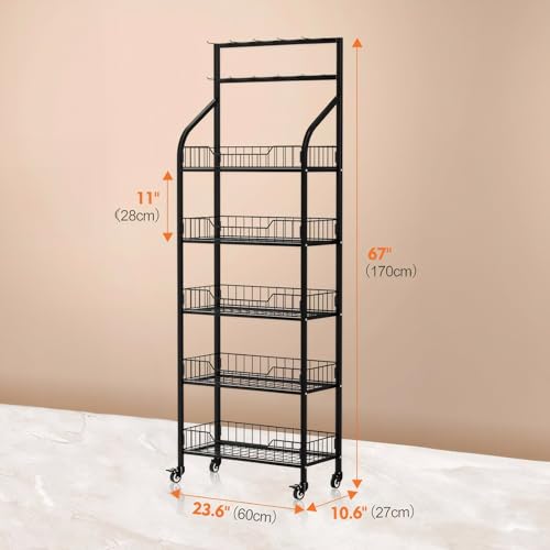 5-Tier Metal Snack Display Rack, Large Capacity Storage Shelf with High Level Spacing (5-Tier- sg 23.6x10.6x67") by Rjdjbflc - Image 4